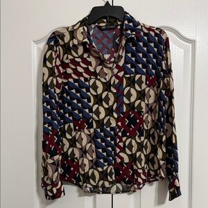 Zara Colorful Patterned Button Down Shirt